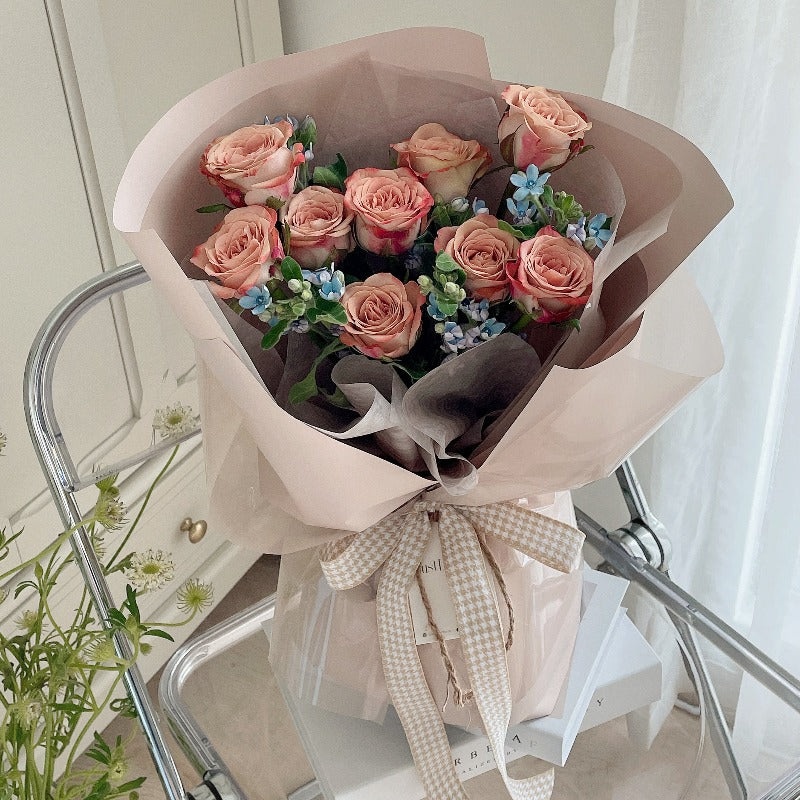Cappuccino Rose Vintage Flower Bouquet (Klang Valley Delivery)