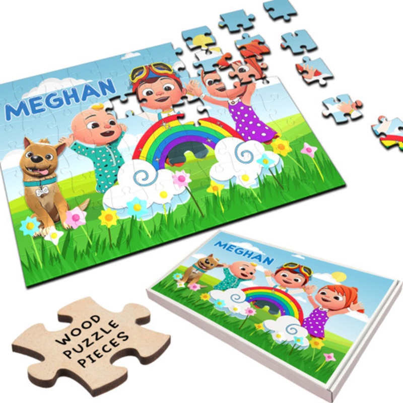Cocomelon Tv Characters Gift For Kids Children Personalised Wooden Jigsaw Puzzle – The Card Zoo