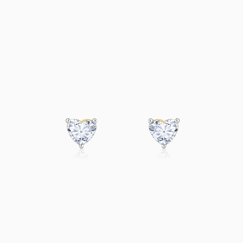 Gold Eternal Heart Solitaire Lab Grown Diamond Studs