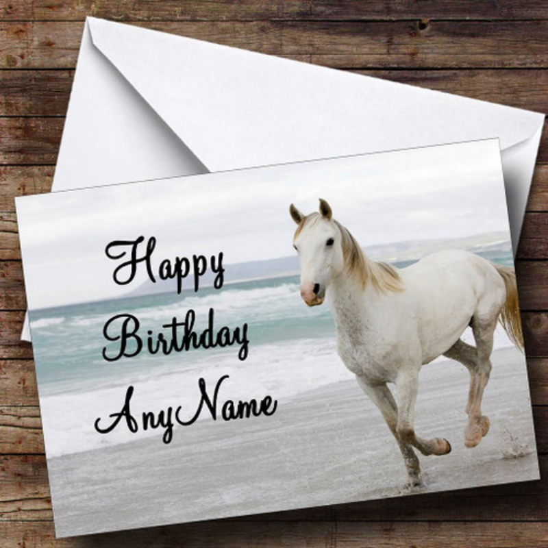 Horse On Beach Beautiful Personalised Birthday Card – The Card Zoo