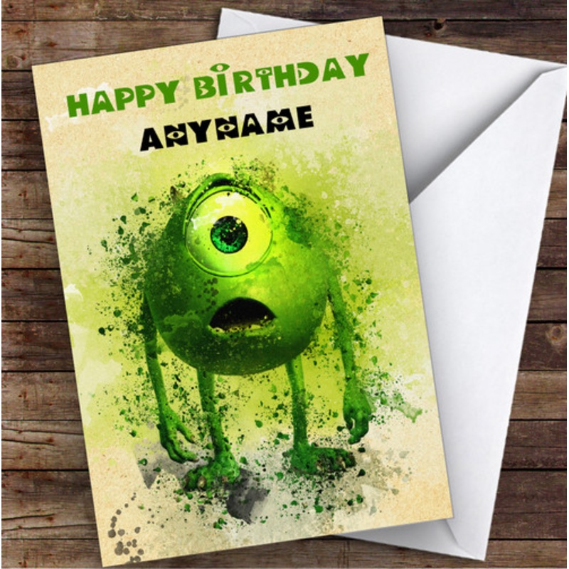 Monsters Inc Mike Wazowski Children’s Kids Personalised Birthday Card – The Card Zoo