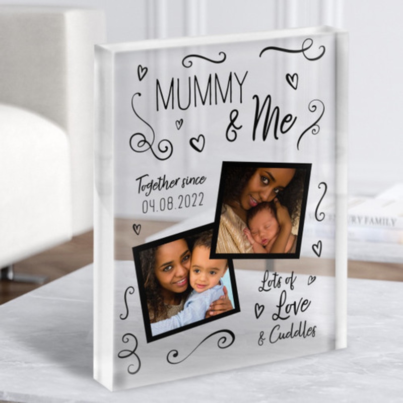Mummy And Me Baby Photo Doodles Mother’s Day Birthday Nursery Gift Acrylic Block – The Card Zoo