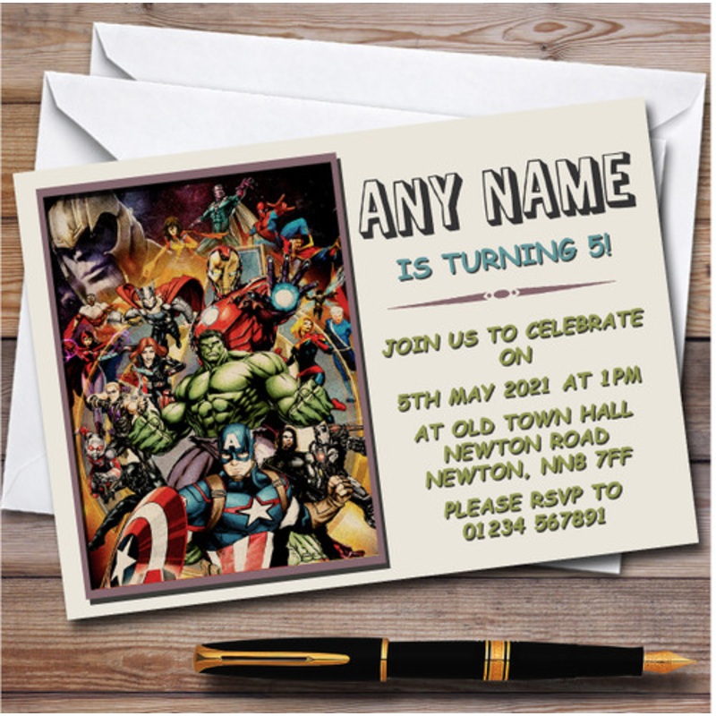 The Avengers Retro Comic Style Children’s Birthday Party Invitations – The Card Zoo