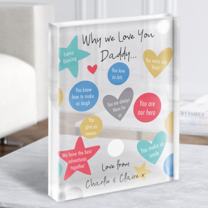 Why We Love You Dad Personalised Dad Father’s Day Gift Acrylic Block – The Card Zoo