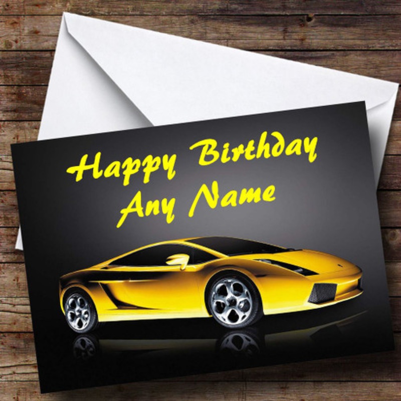 Yellow Lamborghini Gallardo Personalised Birthday Card – The Card Zoo