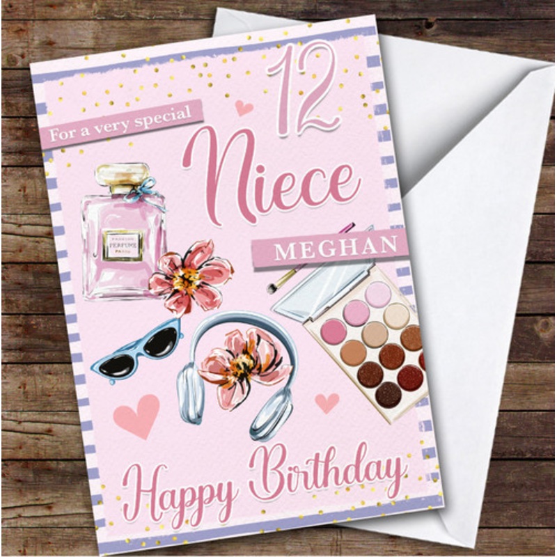 12th Niece Pink Makeup Custom Personalised Birthday Card – The Card Zoo