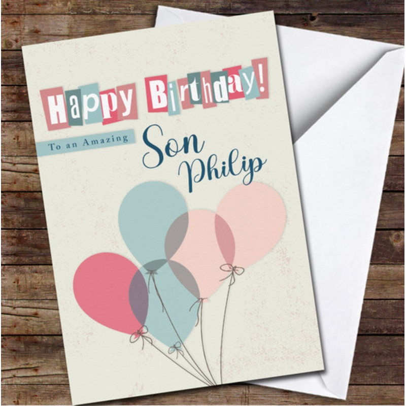Amazing Son Bunch of Balloons Pink Blue Neutral Personalised Birthday Card – The Card Zoo