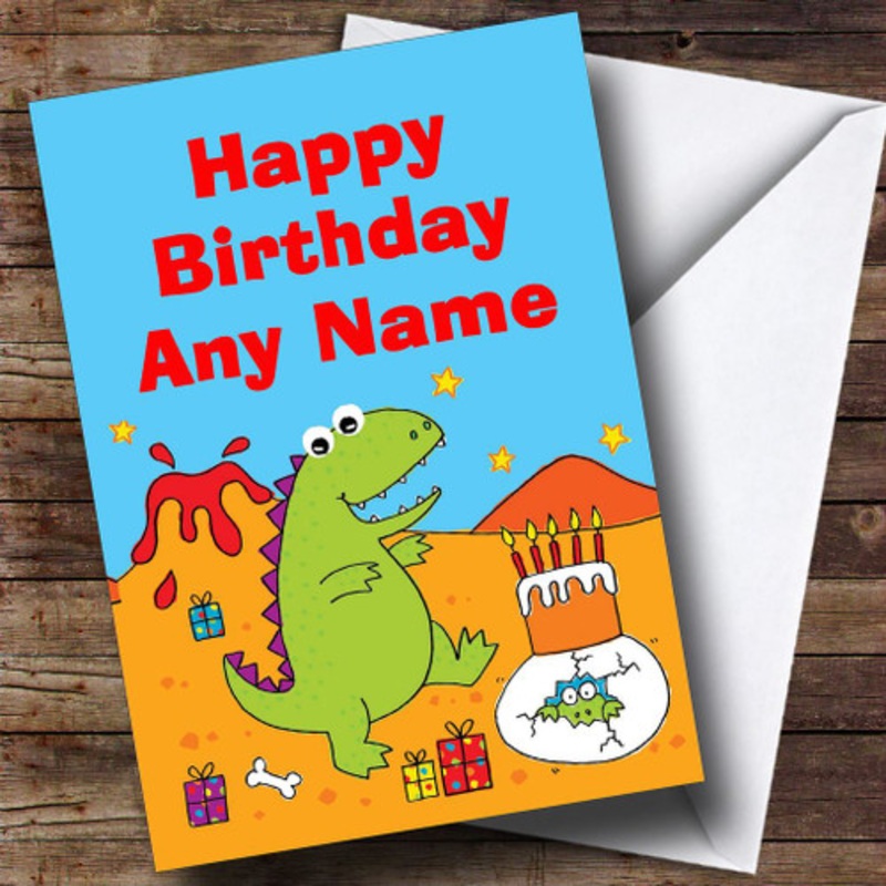 Children’s Cute Dinosaur Personalised Birthday Card – The Card Zoo