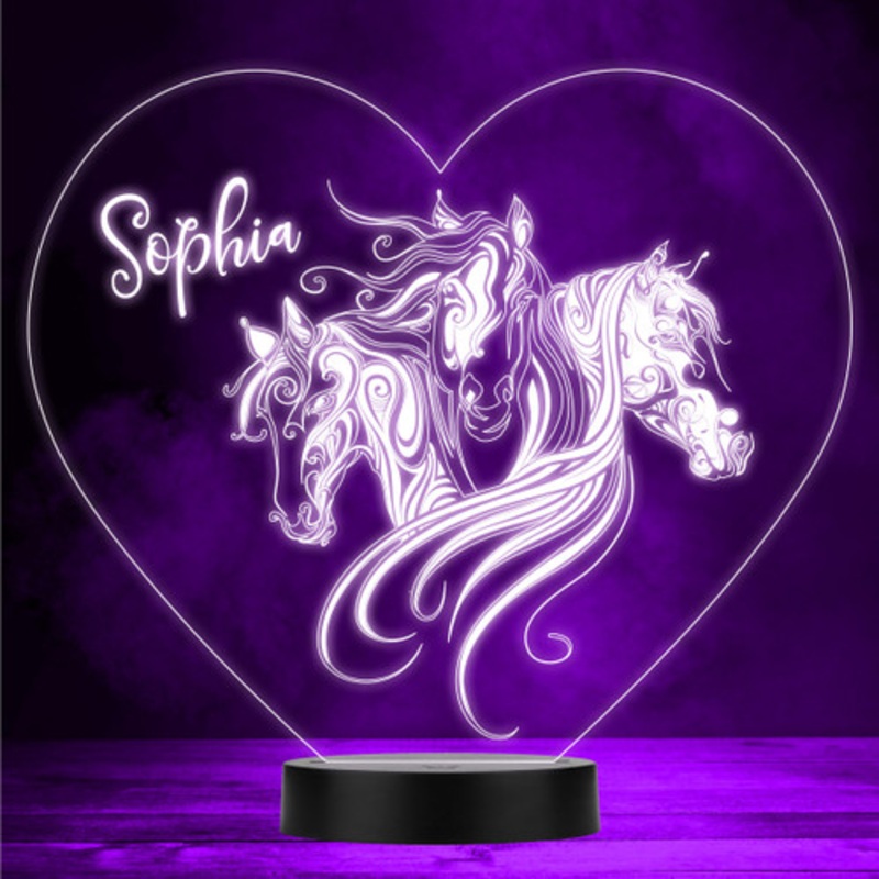 Decorative Pattern Pretty Horses Led Lamp Personalised Gift Night Light – The Card Zoo