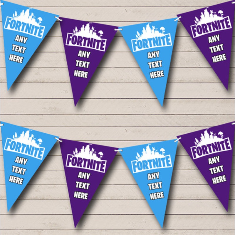 Fortnite Blue Purple Personalised Birthday Party Bunting Banner Garland Flags – The Card Zoo