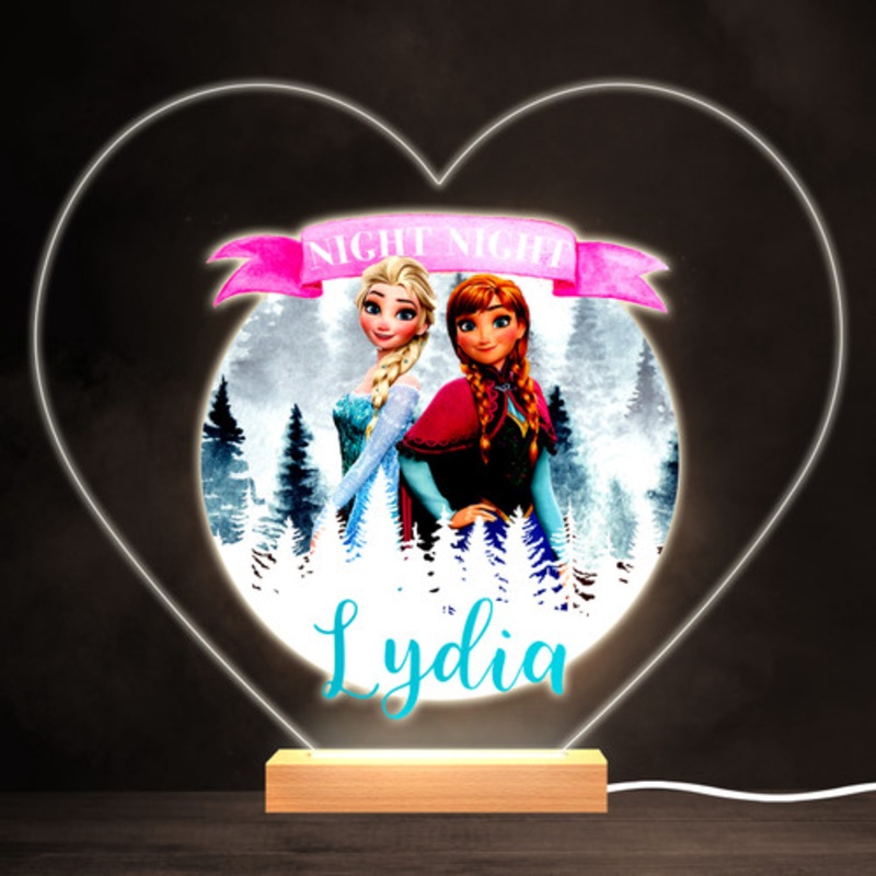 Frozen Anna Elsa Colourful Heart Personalised Gift LED Lamp Night Light – The Card Zoo