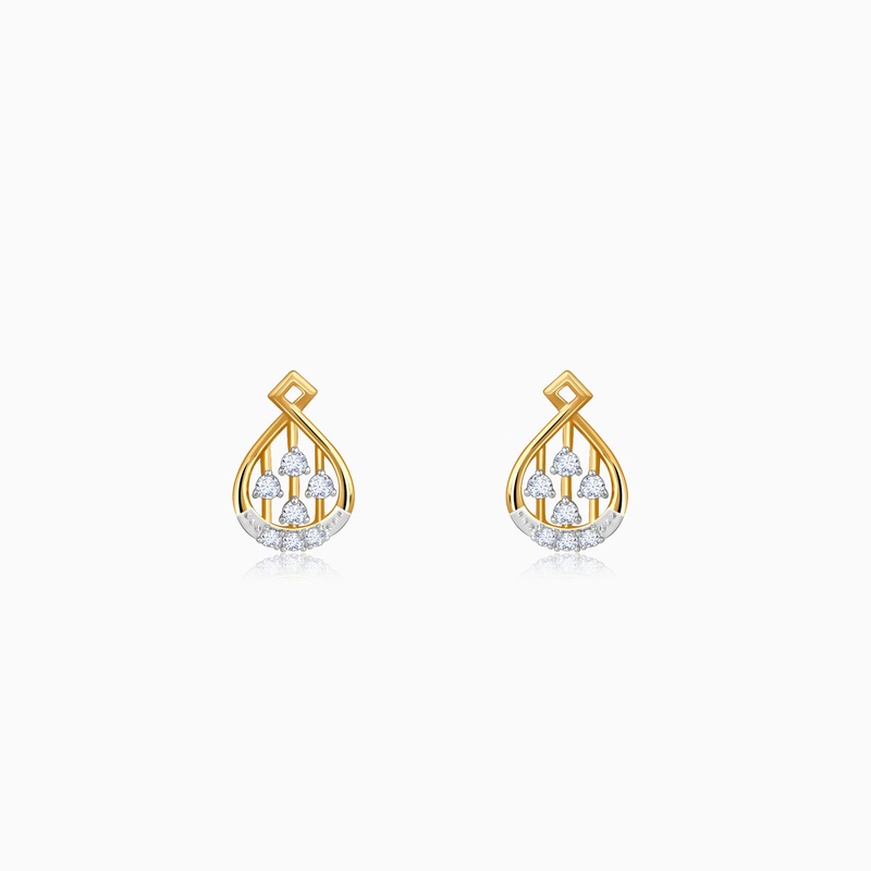 Gold Dropping Ray Diamond Earrings