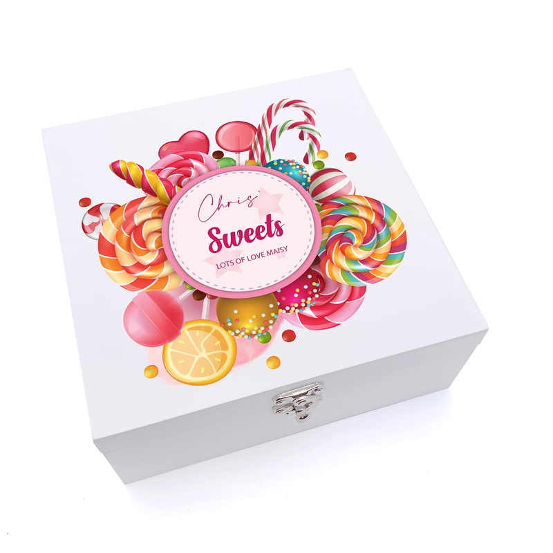 Personalised Any Name Large Candy Sweet Storage Wood Box Gift