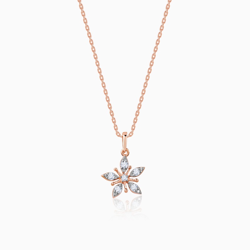Rose Gold Geranium Diamond Pendant