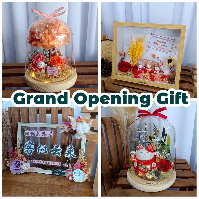 TTEEN GIFT Preserved Flower New Business Shop House Grand Opening Glass Gift
