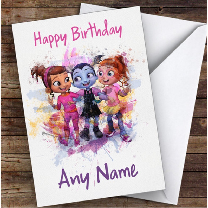 Vampirina Watercolour Splatter Children’s Kids Personalised Birthday Card – The Card Zoo