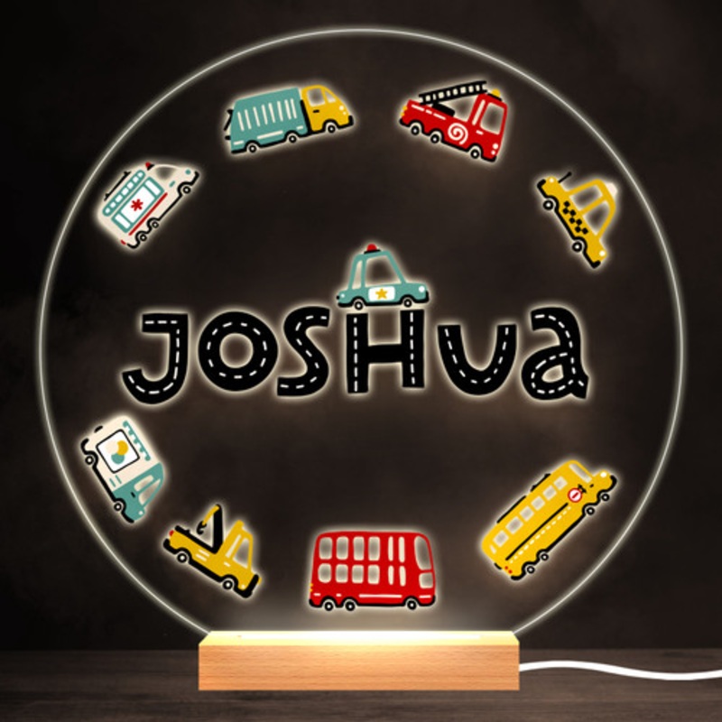 Cars Road Letters Colourful Round Personalised Gift LED Lamp Night Light – The Card Zoo