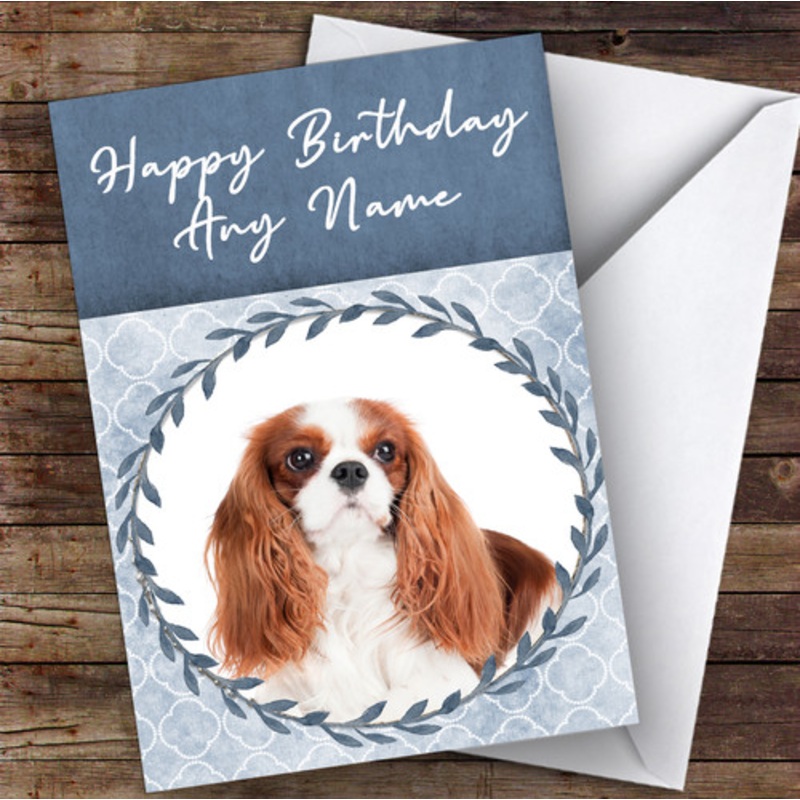 Cavalier King Charles Spaniel Dog Blue Animal Personalised Birthday Card – The Card Zoo