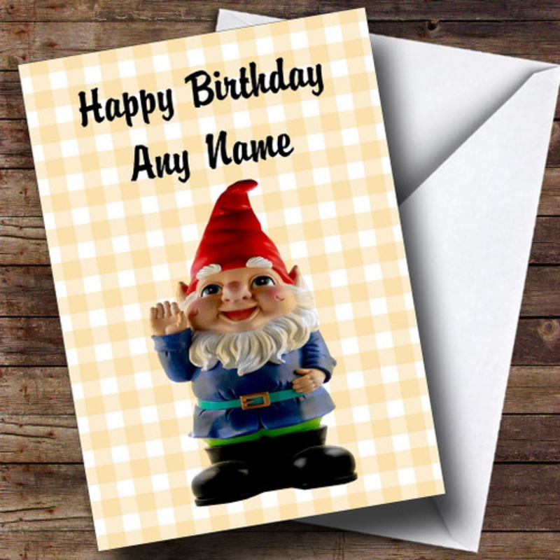 Cute Smiling Gnome Personalised Birthday Card – The Card Zoo