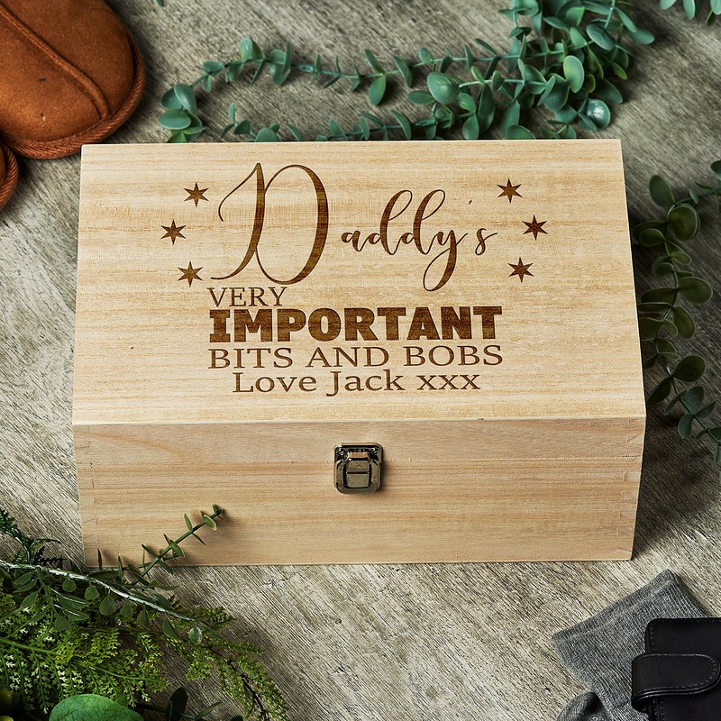 Daddy’s Personalised Large wooden Bits and Bobs Keepsake Box Gift