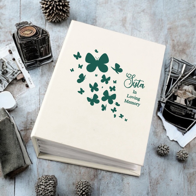 Sister In Loving Memory Butterfly Design Memorial Remembrance Photo Album With Sleeves 100 x 6×4 Capacity