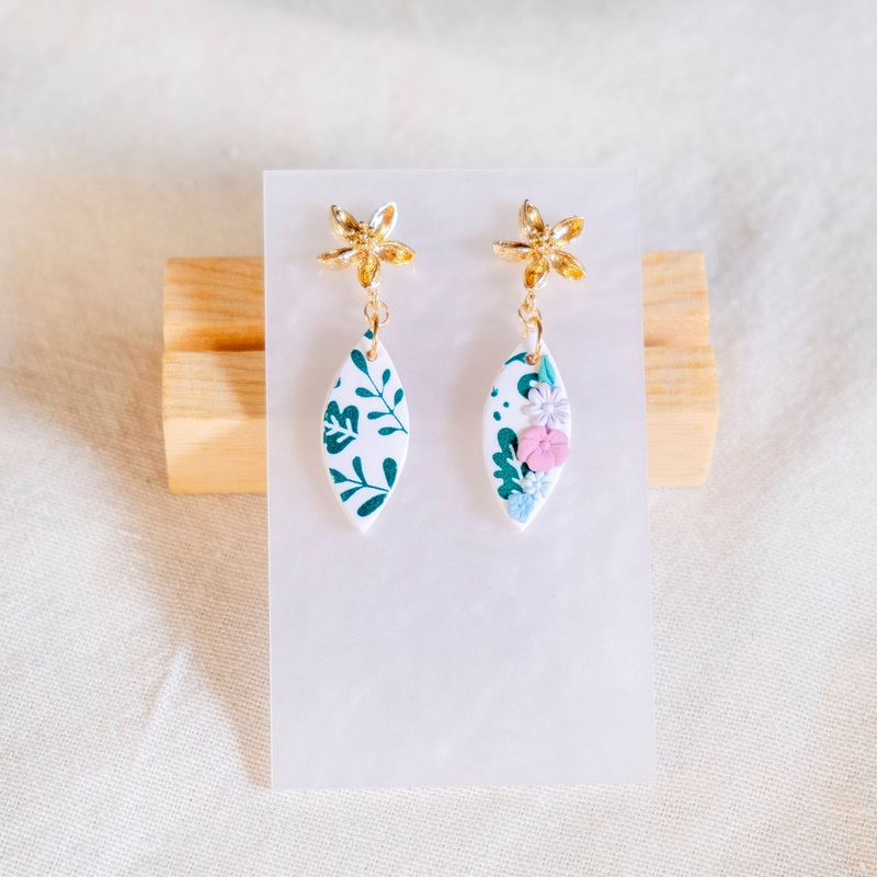 Tropic Splendour Flower Asymetrical Handmade Polymer Clay Earring | (Nationwide Delivery)
