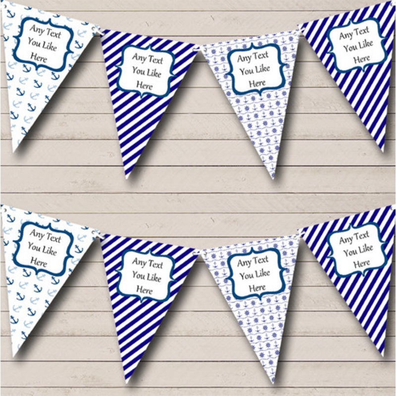 Blue and White Nautical Boat Personalised Birthday Party Bunting – The Card Zoo