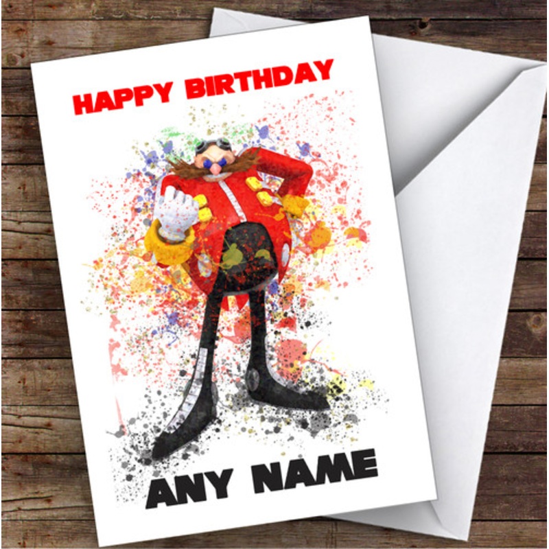 Dr Eggman Sonic The Hedgehog Splatter Art Children’s Kids Birthday Card – The Card Zoo