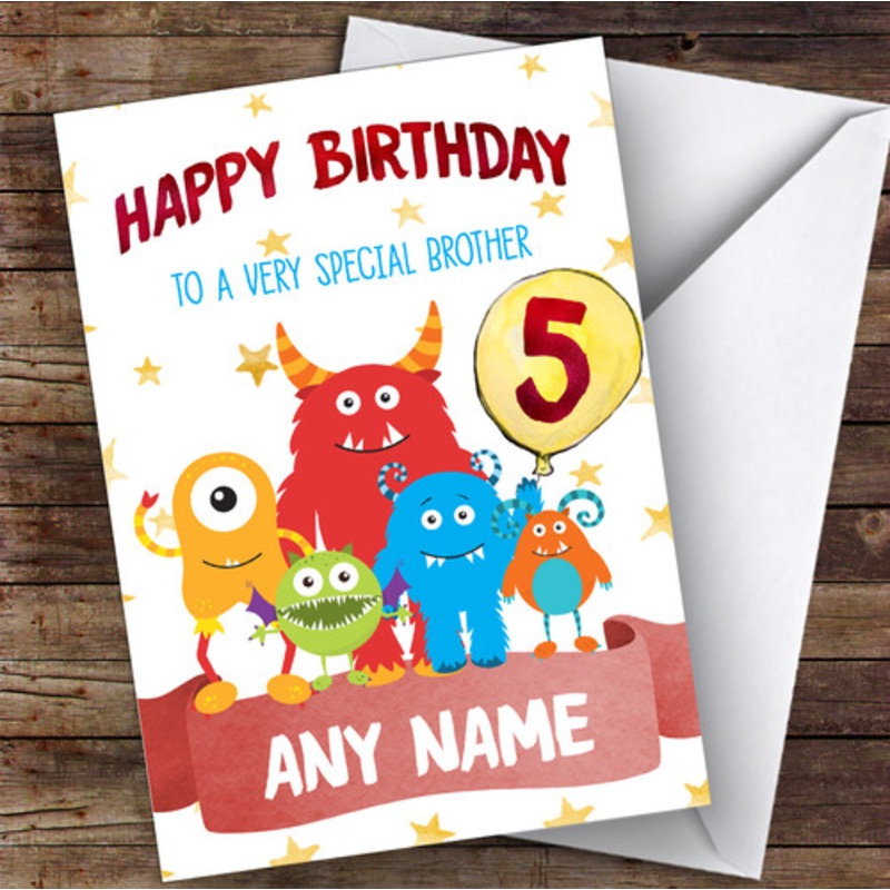 Personalised Boys Birthday Card Monster 1st 2nd 3rd 4th 5th 6th Brother – The Card Zoo