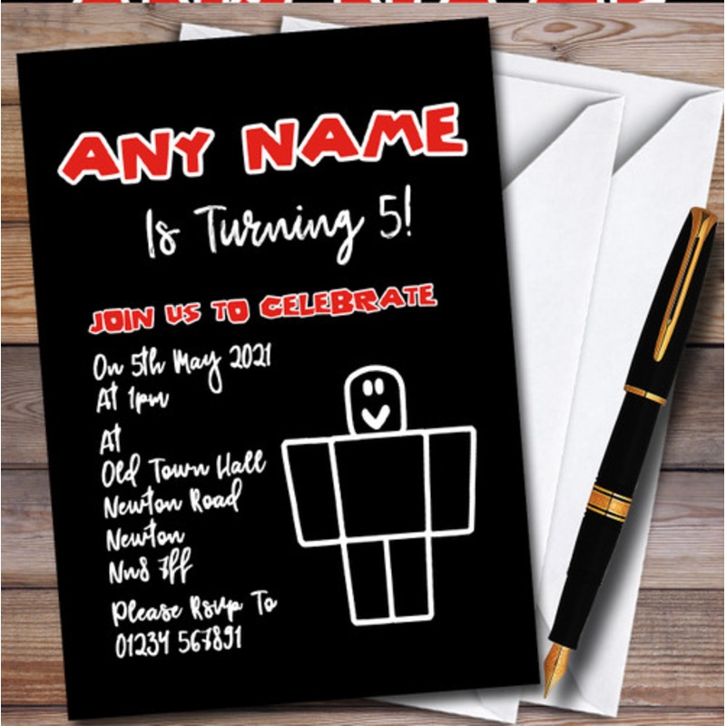 Roblox Be Legendary Red Personalised Children’s Kids Birthday Party Invitations – The Card Zoo