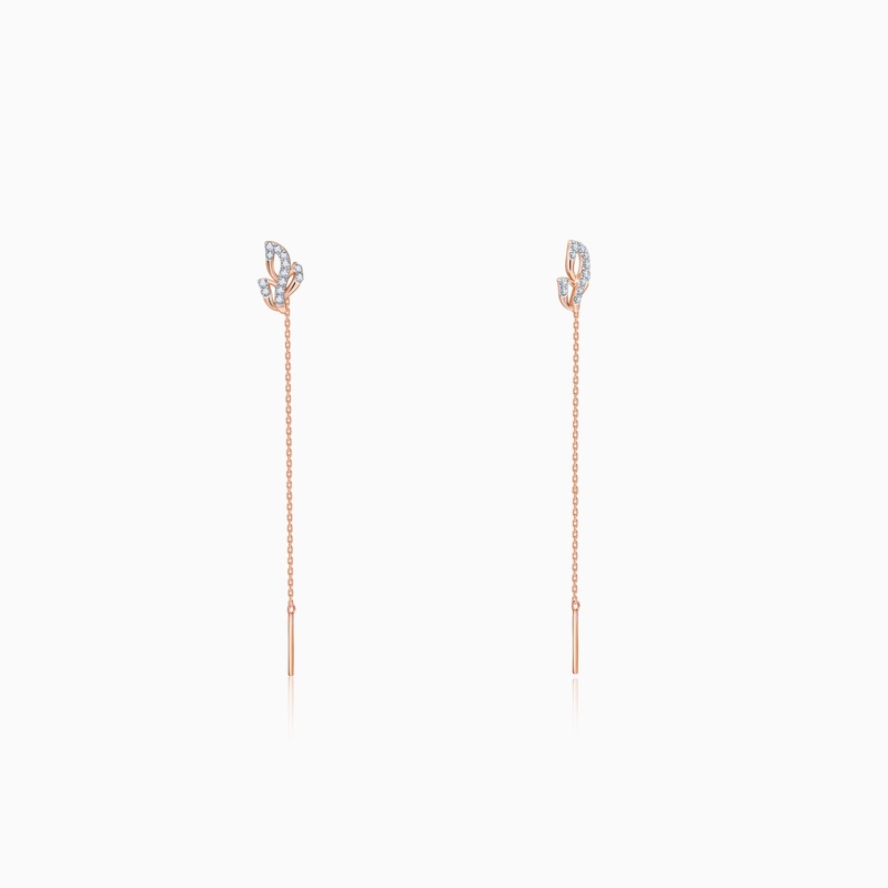 Rose Gold Whispering Petal Sui Dhaga Diamond Earrings