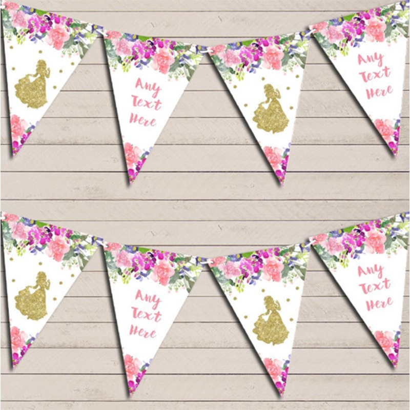Watercolour Floral Princess Children’s Birthday Bunting Garland Party Banner – The Card Zoo