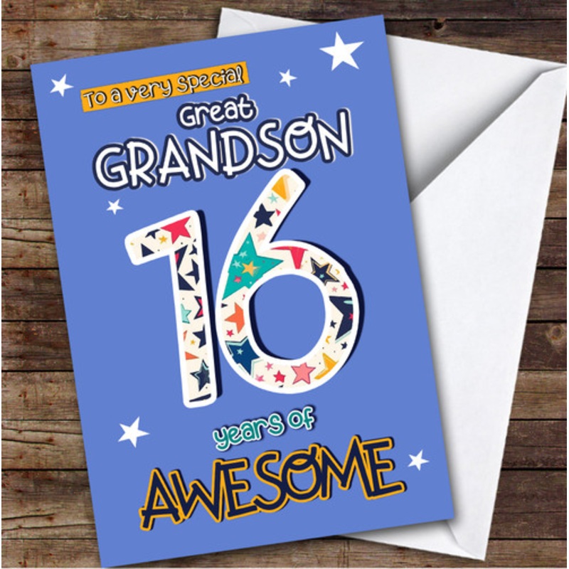 16th Great Grandson Stars Teenager Boys Custom Personalised Birthday Card – The Card Zoo