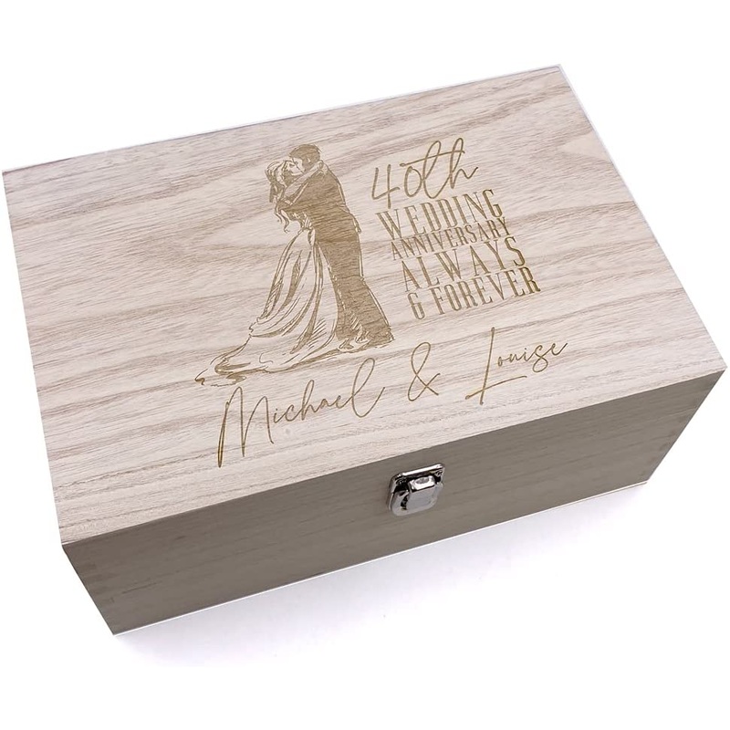 40th Wedding Anniversary Gift Personalised Wooden Memory Keepsake Box
