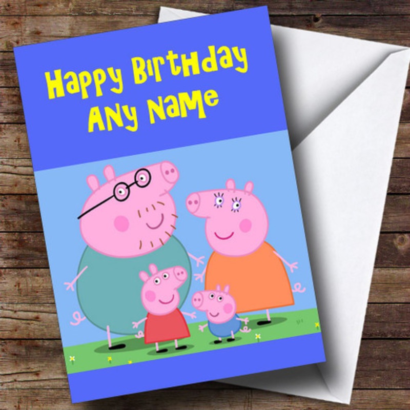 Blue Peppa Pig Personalised Birthday Card – The Card Zoo