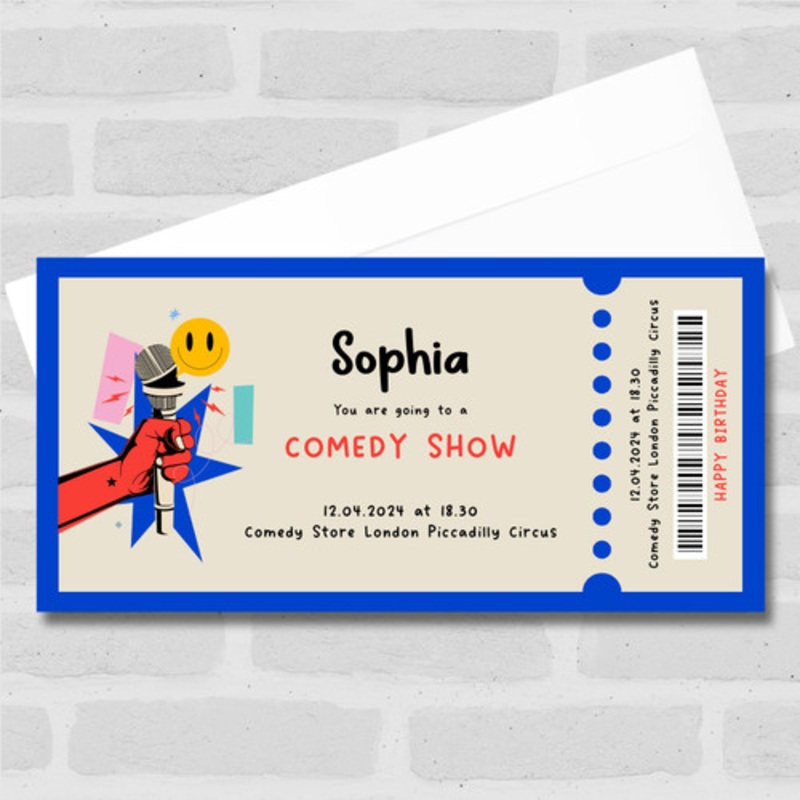 Microphone Going Comedy Show Personalised Surprise Ticket Gift Voucher – The Card Zoo