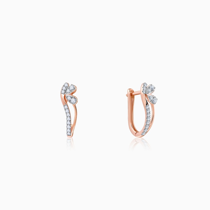 Rose Gold Flowery Lab Grown Diamond Earrings