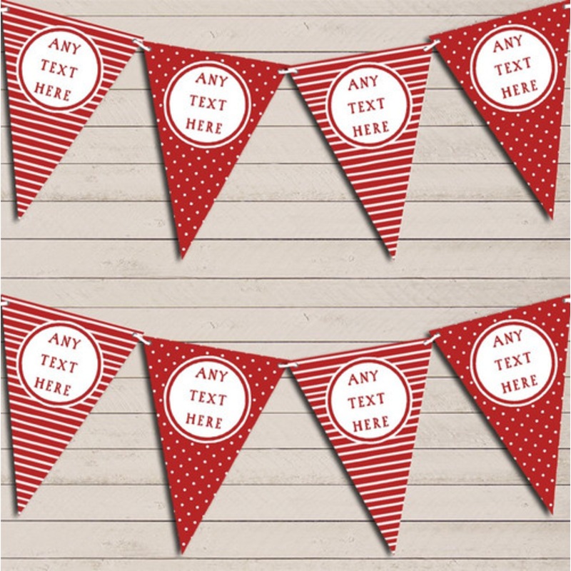 Stripes and Polka Dot Red and White Personalised Birthday Bunting – The Card Zoo