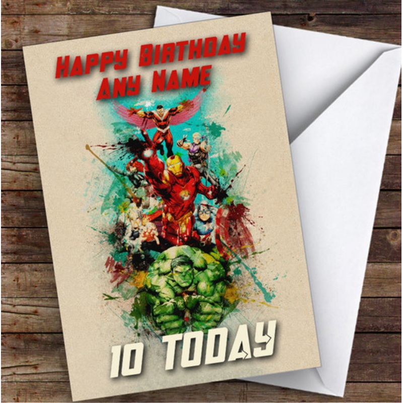 Vintage Watercolour The Avengers Children’s Kids Personalised Birthday Card – The Card Zoo