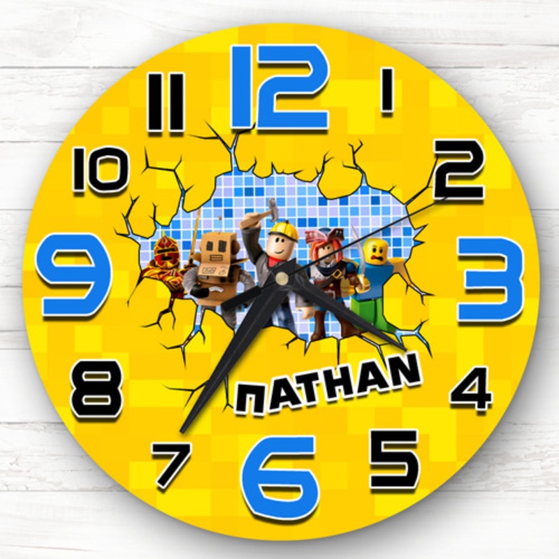 Yellow Roblox Photo Personalised Gift For Kid’s Bedroom Clock – The Card Zoo