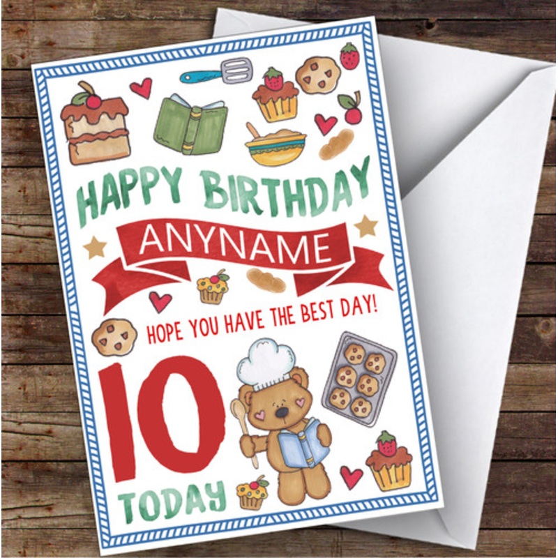 Baking Cakes Cooking Any Age and Name Personalised Children’s Birthday Card – The Card Zoo
