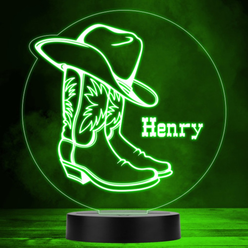 Cowboy Hat and Boots Colour Changing Personalised Gift LED Lamp Night Light – The Card Zoo