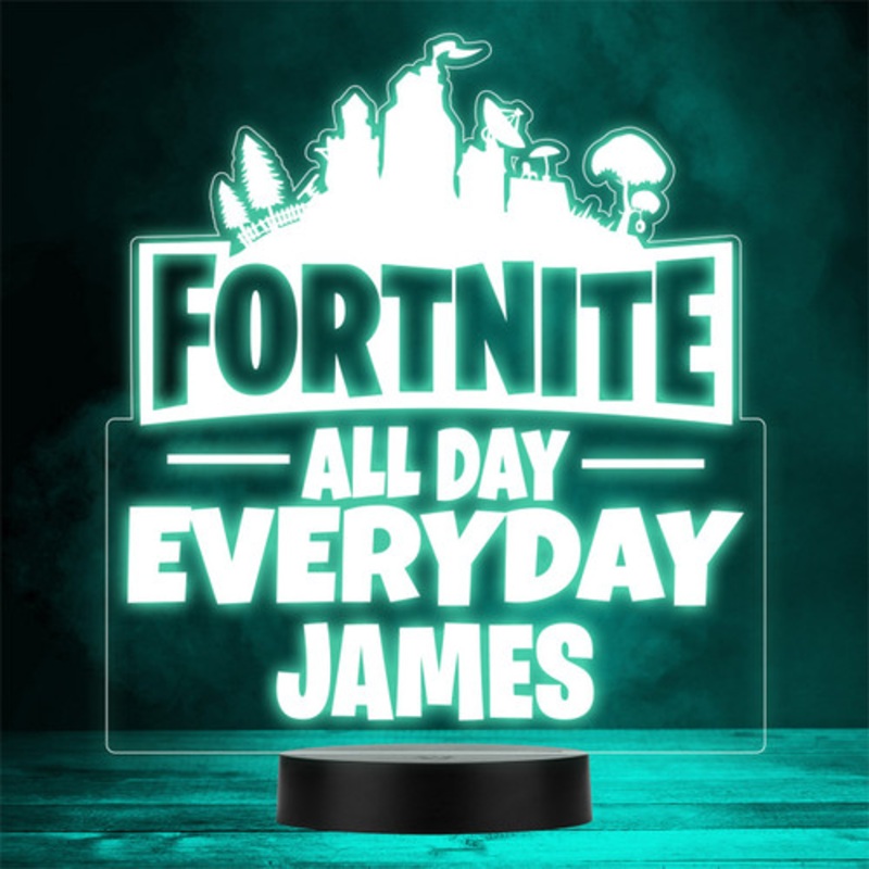 Fortnite All Day Gaming Gamer Personalised Gift Colour Change LED Night Light – The Card Zoo