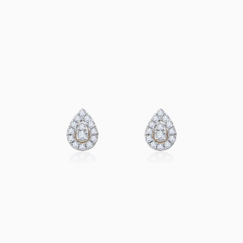 Gold Embellish Lab Grown Diamond Teardrop Earrings