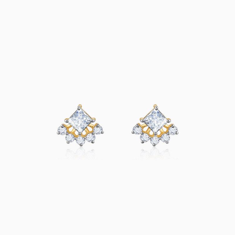 Gold Regal Solitaire Diamond Earrings