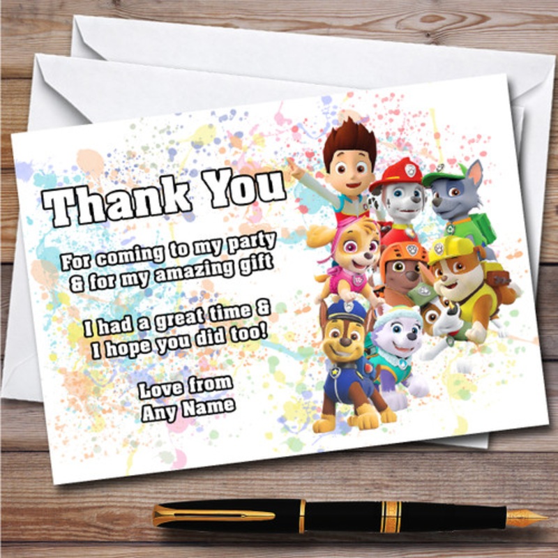 Paw Patrol All The Pups Splatter Art Children’s Birthday Party Thank You Cards – The Card Zoo
