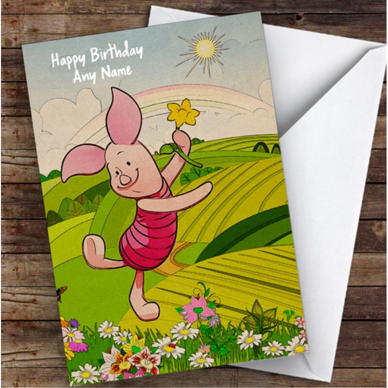 Piglet Winnie The Pooh Retro Children’s Kids Personalised Birthday Card – The Card Zoo