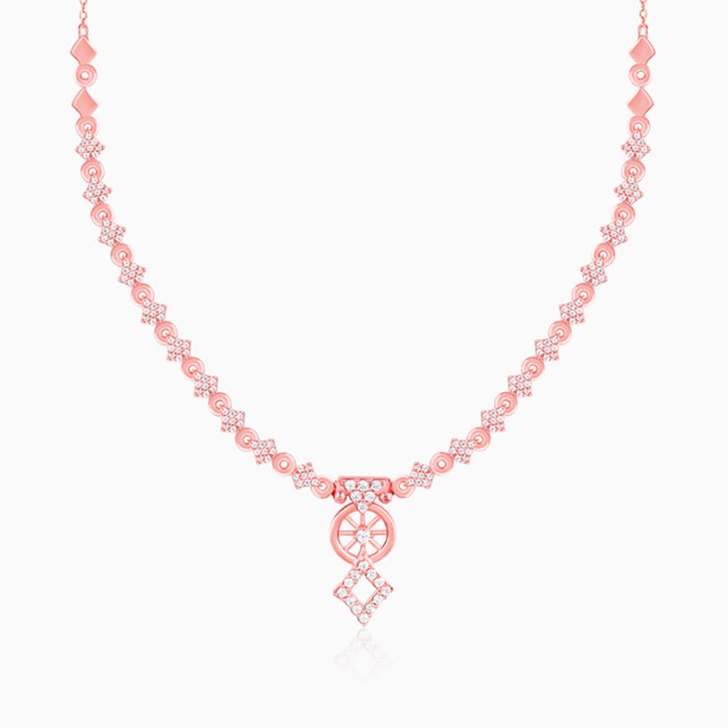 Rose Gold Floral Wheel Necklace