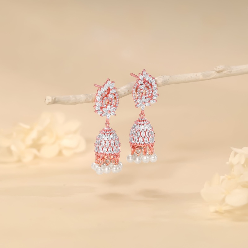 Rose Gold Teardrop Jhumki