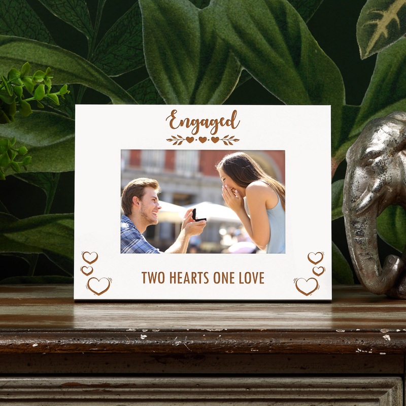 Sentiment White Wooden Photo Frame Engagement Gift Idea